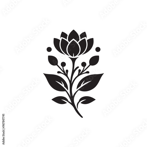 flower silhouette Vector with white solid background