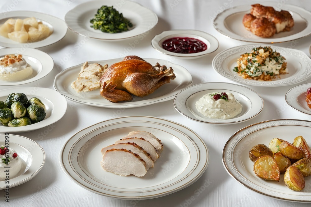 Traditional Thanksgiving Feast Roasted Turkey, Sides, and Classic Holiday Dishes Traditional Thanksgiving Feast Roasted Turkey, Sides, and Classic Holiday Dishes