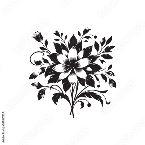 flower silhouette Vector with white solid background