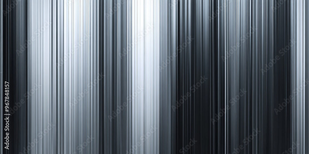 Obraz premium Vertical gradient stripes in cool grey tones, blending from dark slate to light silver, with a brushed metal texture for a sleek, modern look.