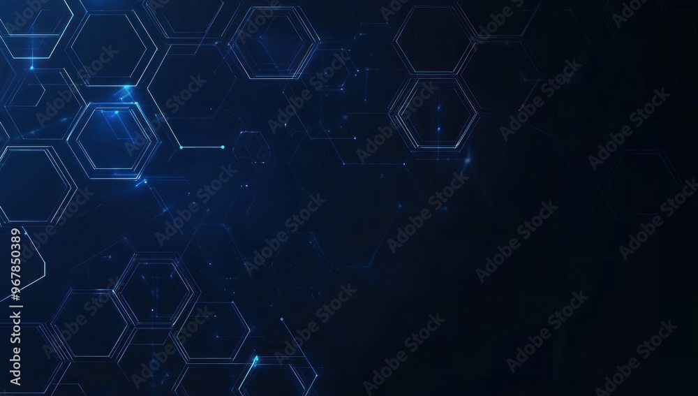Abstract Blue Hexagon Pattern with Glowing Lines Abstract Blue Hexagon Pattern with Glowing Lines