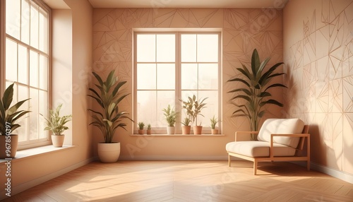 Photo interior modern design room 3d illustration;