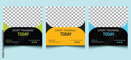 Elegant clean unique simple minimalist creative modern professional corporate abstract company business fitness gym web square sport social media banner post design template.