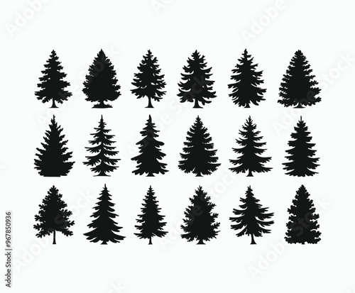 Pine trees silhouette EPS vector file illustration template