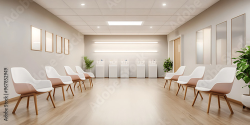 Rangée de chaises modernes dans une salle d'attente