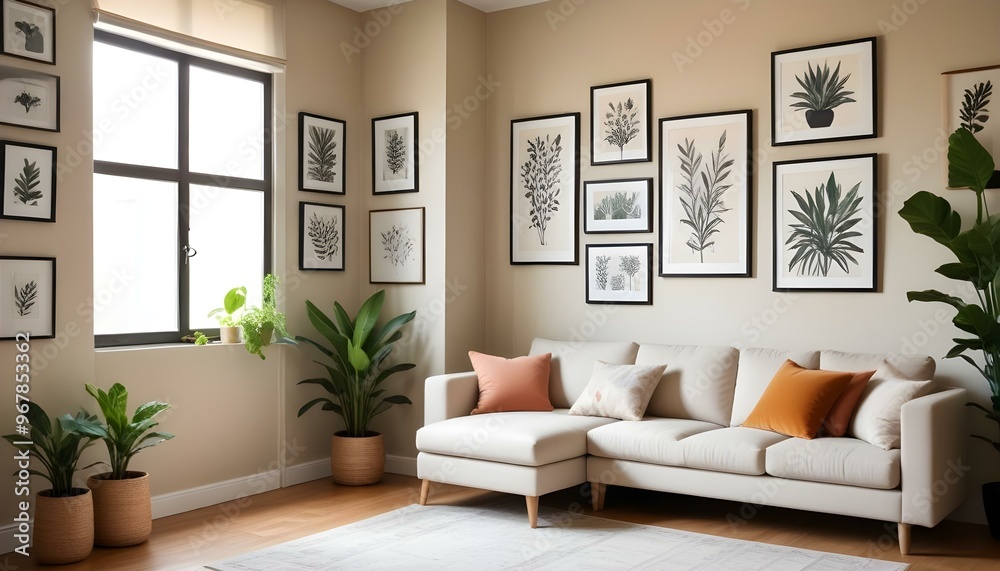 Fototapeta premium Photo interior modern design room 3d illustration;