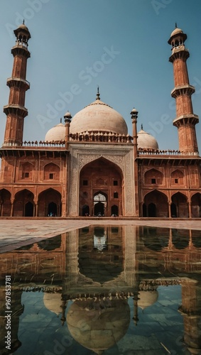 Beautiful architecture of Jama Masjid in Agra, India photo