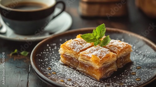 Baklava is a traditional Arabic dessert served with Turkish coffee in Turkey. 