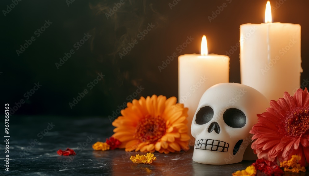 An ofrenda altar covered in candles, photos, and offerings, the centerpiece of a family s Day of the Dead celebration An ofrenda altar covered in candles, photos, and offerings, the centerpiece of a family s Day of the Dead celebration