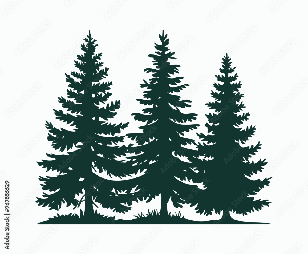 Fototapeta premium Pine trees silhouette EPS vector file illustration template