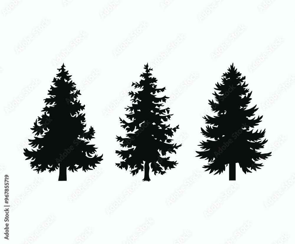 Fototapeta premium Pine trees silhouette EPS vector file illustration template