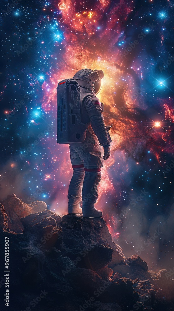 Fototapeta premium Planetarium show celebrating International Day of Human Space Flight journey through the stars