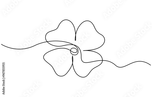 Continuous one line drawing of four leaf clovers. Isolated on white background vector illustration. Pro vector, Clover four-leaf in Continuous one line art drawing