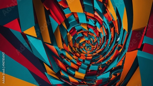 Wallpaper Mural Bold geometric abstract art with vibrant colors and strong shapes forming a striking pattern. Torontodigital.ca