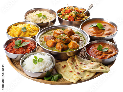 Indian cuisine isolated on transparent background 