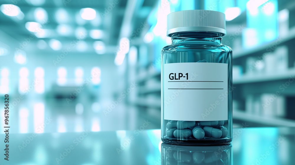 A bottle labeled glp-1 in a modern laboratory setting, symbolizing medical research and pharmaceutical development. A bottle labeled glp-1 in a modern laboratory setting, symbolizing medical research and pharmaceutical development.
