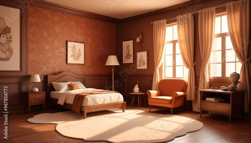 Photo interior modern design room 3d illustration 