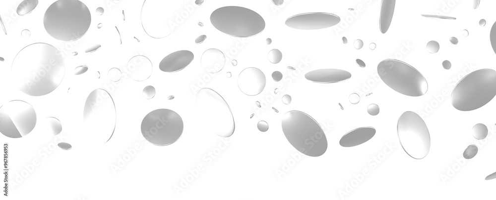 silver  Celebration: Captivating 3D Illustration of Shimmering silver Confetti