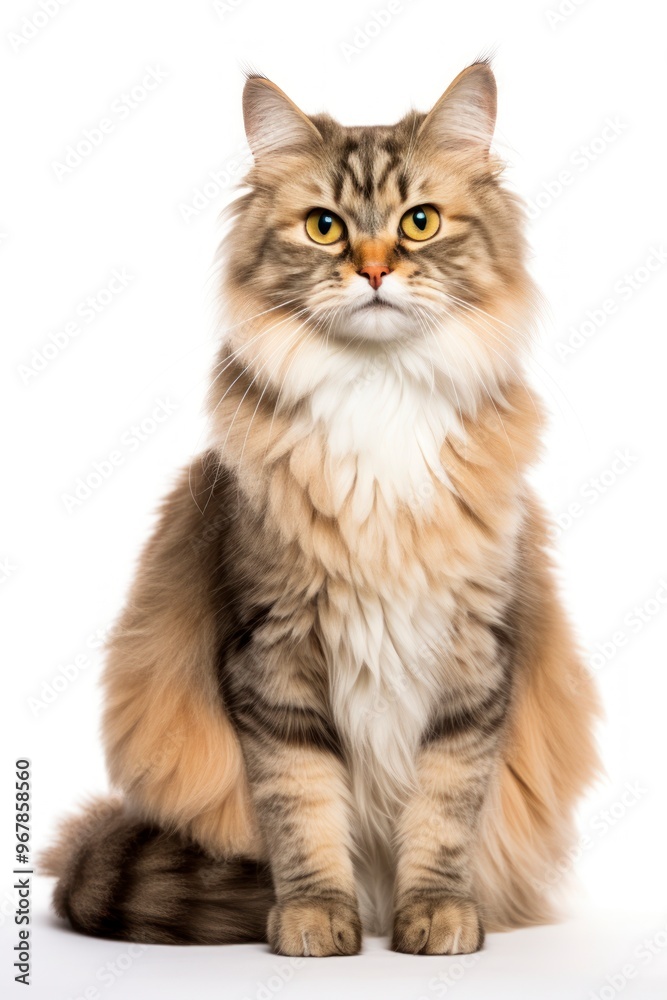 A cat sitting on white background looking at the camera. A cat sitting on white background looking at the camera.