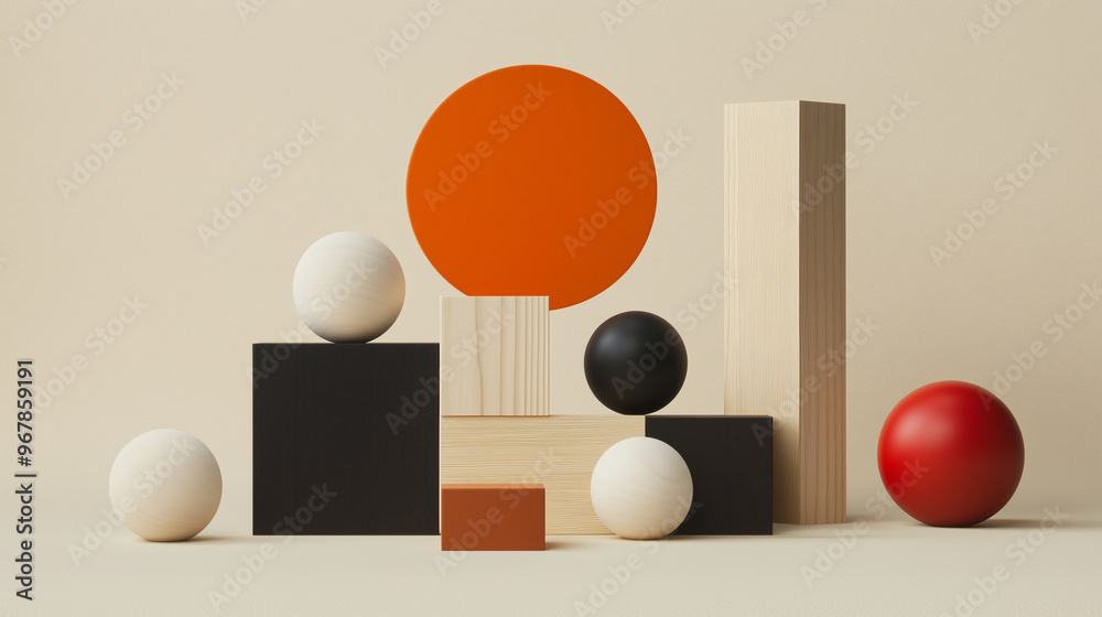 Various Geometric Shapes with Wooden Texture Various Geometric Shapes with Wooden Texture