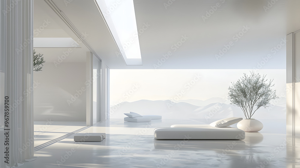 Modern Minimalist Patio with Mountain View. Modern Minimalist Patio with Mountain View.