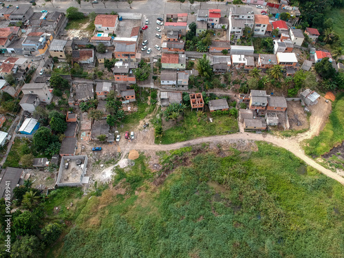 Favela seeing from above in Brazil