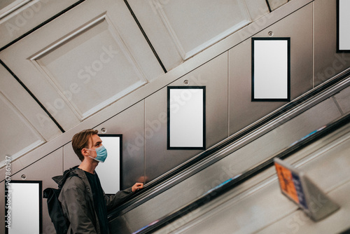 Billboard mockup png by underground escalator