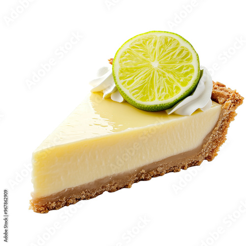 Lemon pie slice isolated on transparent or white background 
