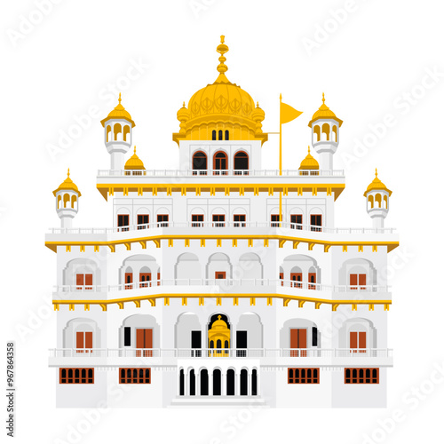 Isolated Vector building illustration Shiromani Gurdwara Parbandhak