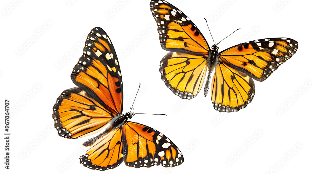 Fototapeta premium Flying plain tiger butterflies butterfly animal insect, insolated on withe
