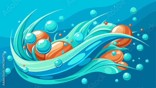 Soda bubbles, champagne, water or oxygen air fizz, carbonated drink or underwater abstract background. Dynamic motion, transparent aqua with randomly moving fizzing moisture drops, realistic 3d vector