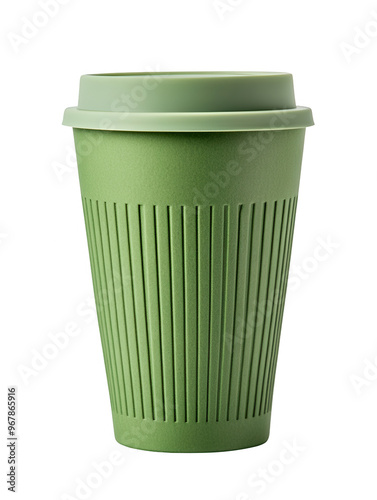 Wallpaper Mural Eco-friendly green paper cup designed for hot drinks, perfect for coffee shops and sustainable packaging, PNG, transparent, No background. Torontodigital.ca