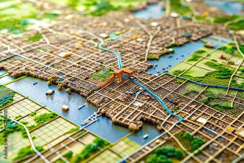 Topographic Relief Map Of Gainesville, Florida, Usa, With Streets, Landmarks, And A Scale Bar, In A 3D Perspective photo