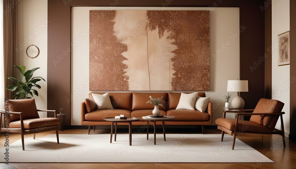 Fototapeta premium Photo interior modern design room 3d illustration;