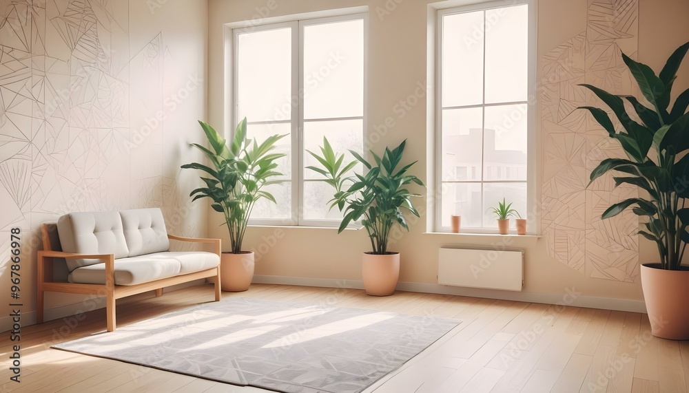 Photo interior modern design room 3d illustration; Photo interior modern design room 3d illustration;