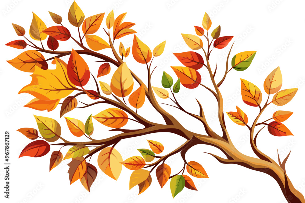 autumn branch vector art, autumn branch illustration, graphics autumn branch icon