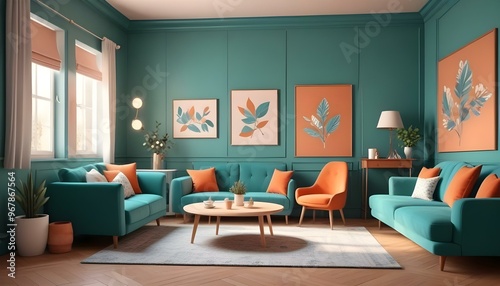 Photo interior modern design room 3d illustration;