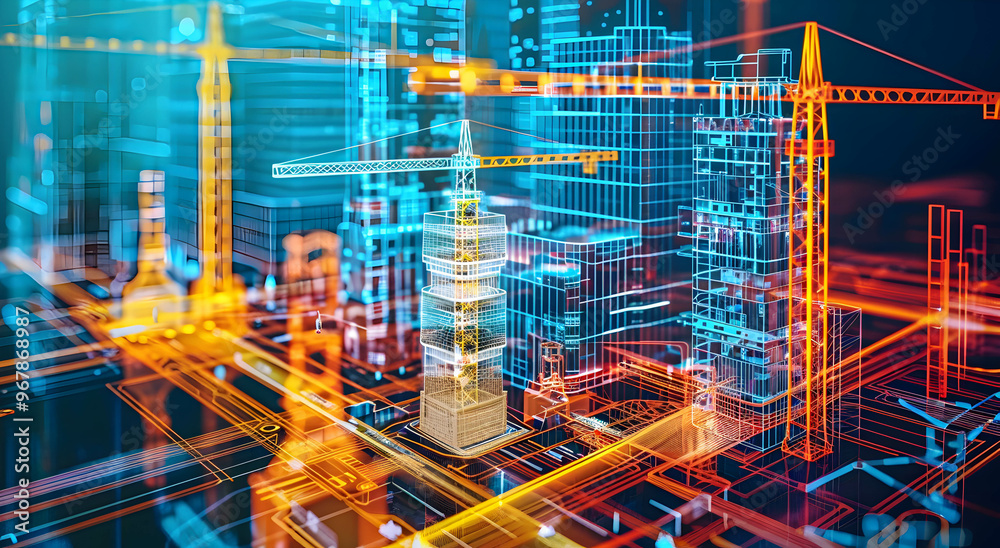Building Information Modeling (BIM) software is used to plan and visualize construction projects in a digital environment. The concept of digital building modeling. Building Information Modeling (BIM) software is used to plan and visualize construction projects in a digital environment. The concept of digital building modeling.