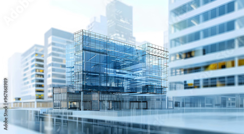 Building Information Modeling (BIM) software is used to plan and visualize construction projects in a digital environment. The concept of digital building modeling.