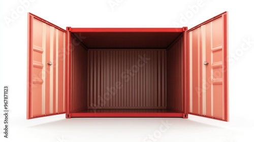 container box, open, container insolated on white background