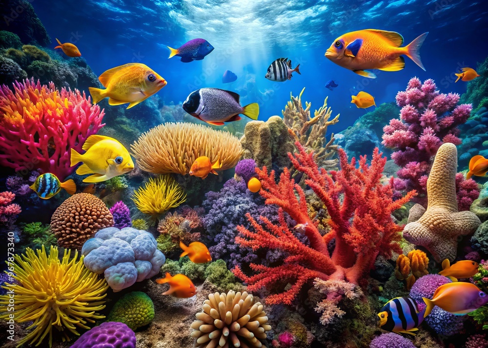 marine biome food chain coral reef ecosystem vibrant colors fish sea fans seaweed tropical paradisiacal marine life marine biome food chain coral reef ecosystem vibrant colors fish sea fans seaweed tropical paradisiacal marine life