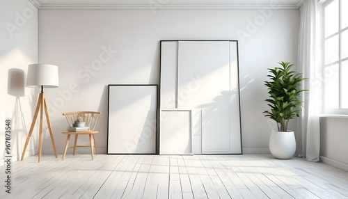 Photo interior modern design room 3d illustration;