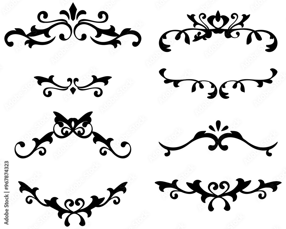 Elegant black ornamental frame png sticker collection Elegant black ornamental frame png sticker collection