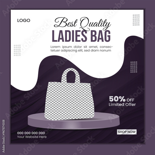 Ladies bag fashion sale social media post template.