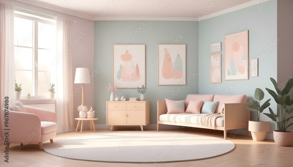 Fototapeta premium Photo interior modern design room 3d illustration;