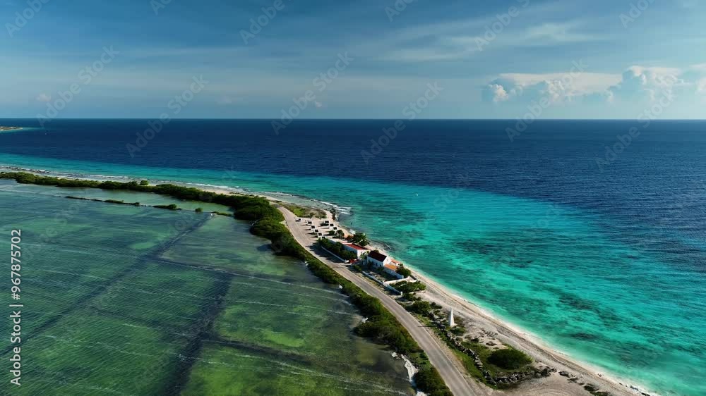 Aerial view of a beautiful tropical paradise with clear azure waters and vibrant reef, Caribbean. Aerial view of a beautiful tropical paradise with clear azure waters and vibrant reef, Caribbean.