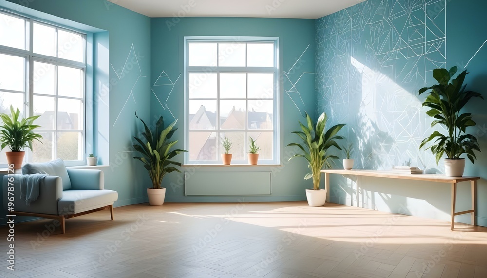 Photo interior modern design room 3d illustration;