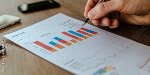 Detailed Financial Graphs and Charts Spread on Table photo