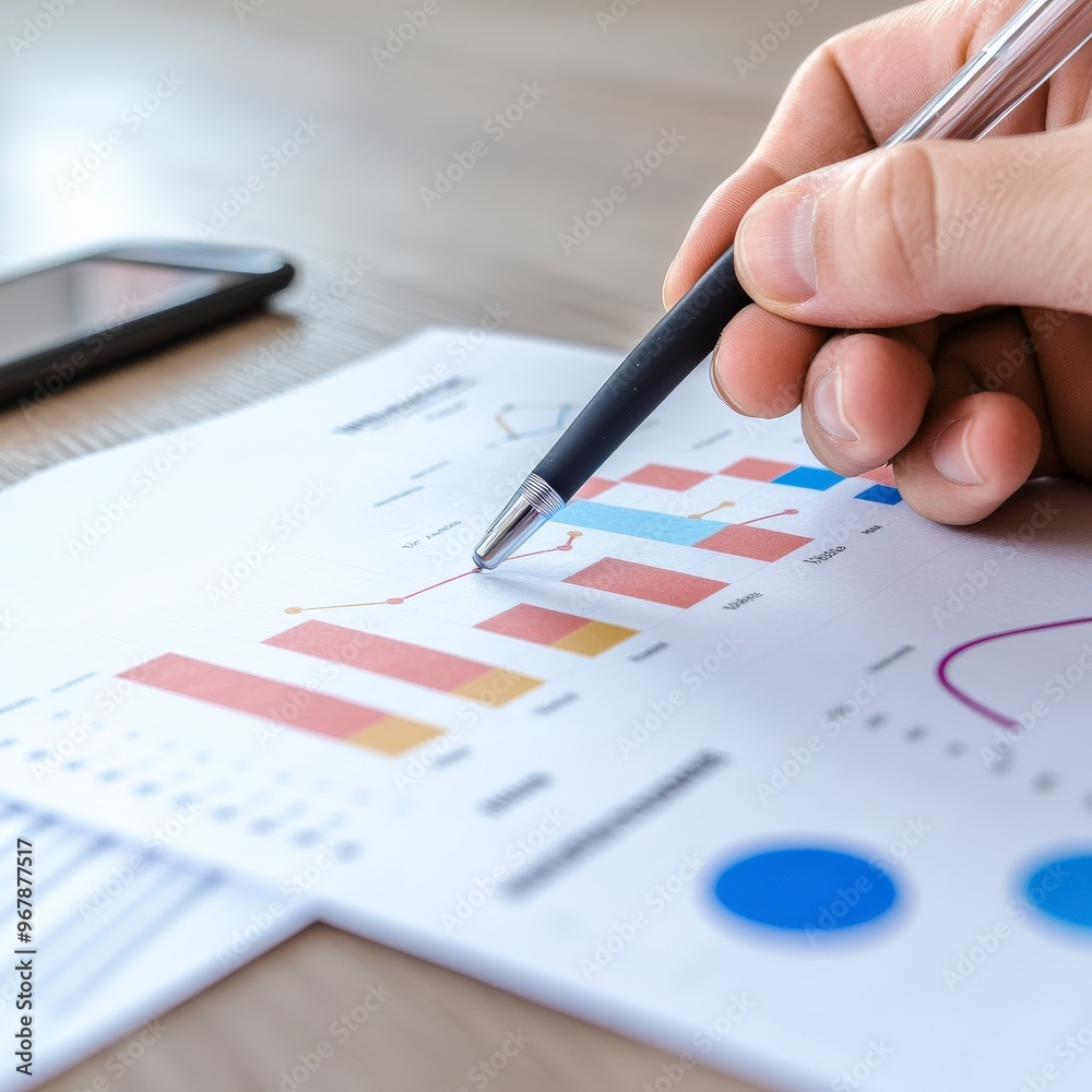 Detailed Financial Graphs and Charts Spread on Table Detailed Financial Graphs and Charts Spread on Table
