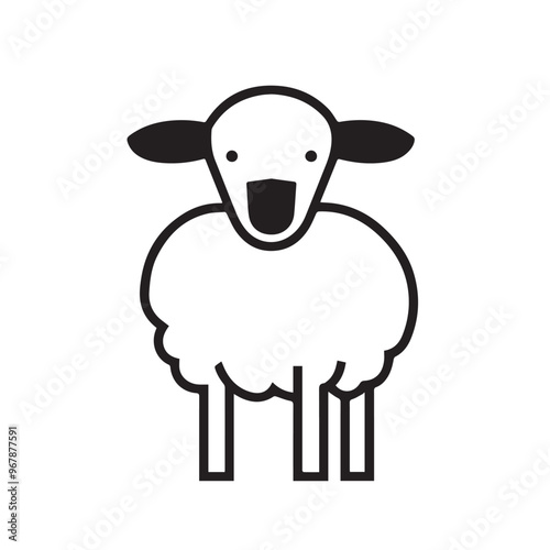 Sheep in cartoon, doodle style . Image for t-shirt, web, mobile apps and ui. Isolated 2d vector illustration in logo, icon, sketch style, Eps 10, black and white. AI Generative